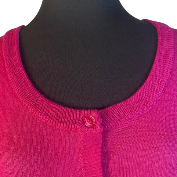 Catherine's Cardigan Womens Sz 1X Pink Button-Front Roll-Tab Crew Neck Sweater - Picture 4 of 10